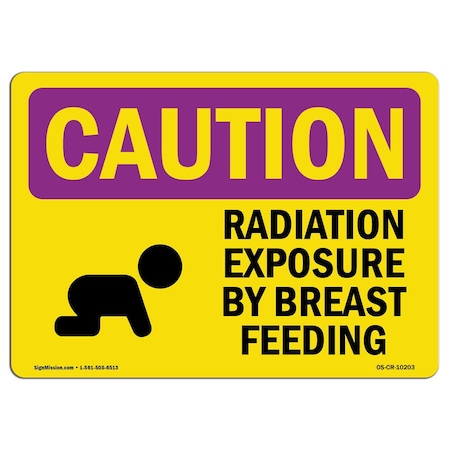 Signmission OSHA RADIATION Sign, Radiation Exposure By Breast Feeding, 14in X 10in, 14" W, 10" H, Landscape OS-CR-D-1014-L-10203